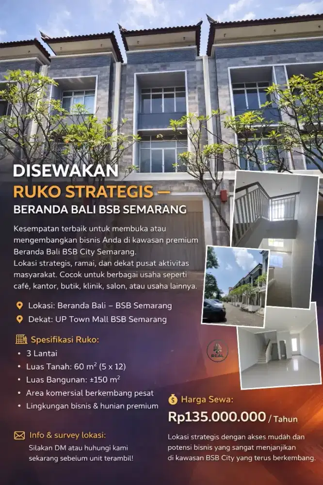 RUKO 3 LANTAI DI KAWASAN BSB SEMARANG BERANDA BALI BSB SEMARANG