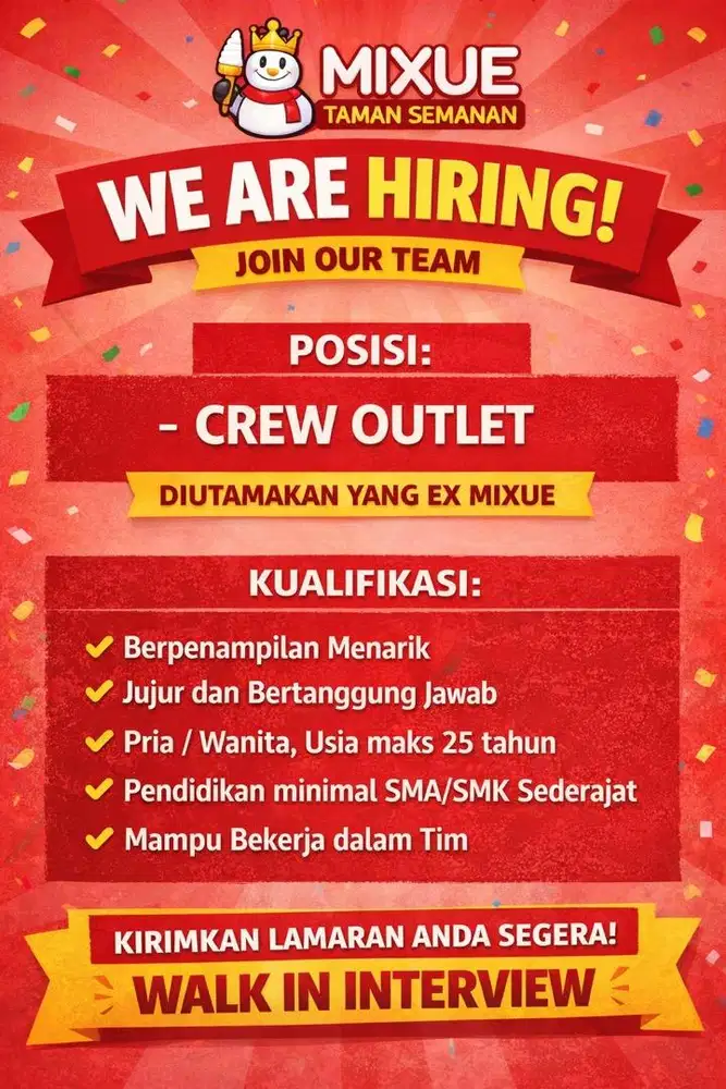 Crew Outlet Mixue Cengkareng