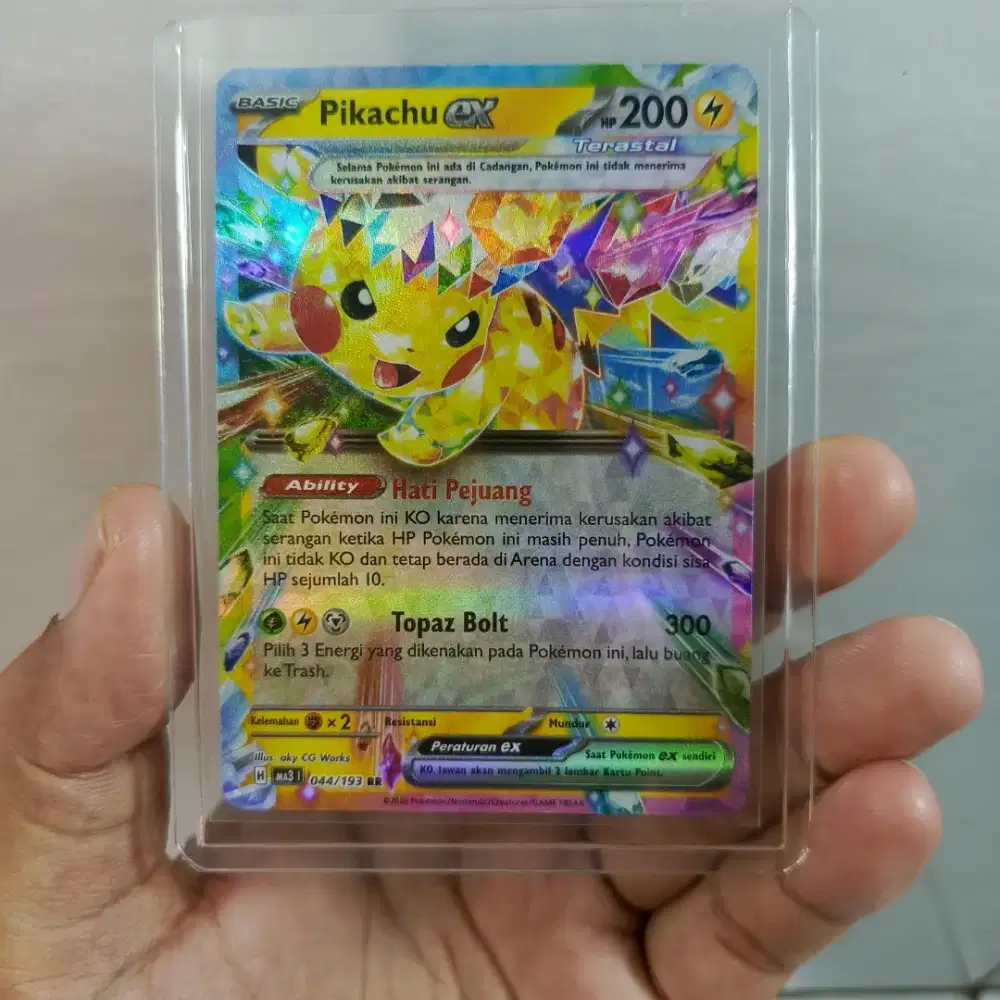 Kartu pokemon Indonesia original asli Pikachu ex RR holo dan toploader