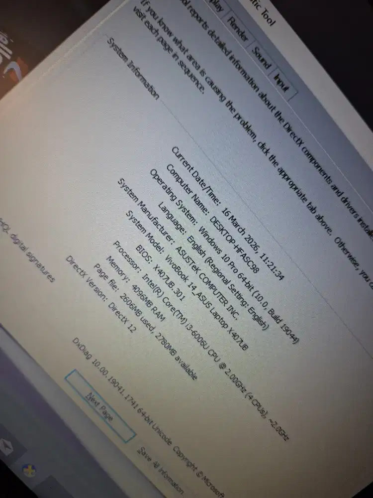 Bismillah di jual laptop asus vivobook slim core i3 ssd240 siap pakai