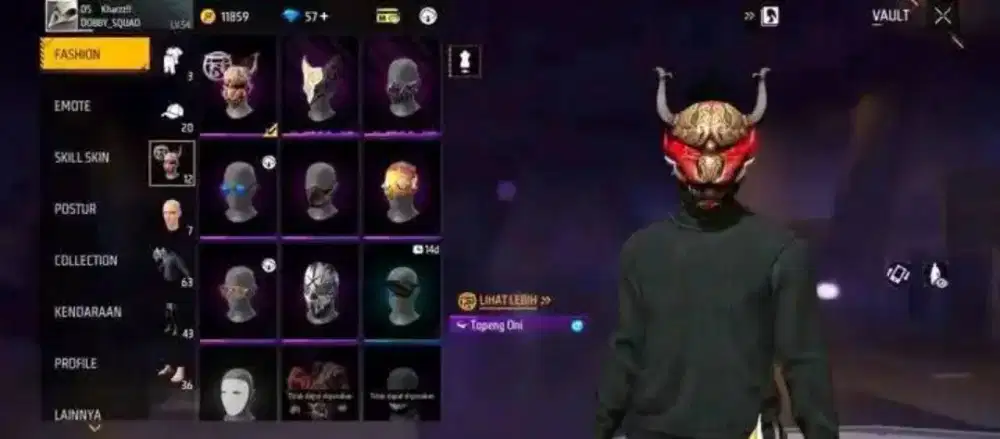 jual akun ff polosan s1 sg reaper