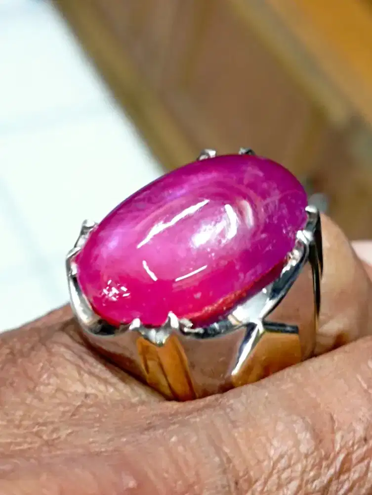 Di jual permata ruby mulus.muzambik.ring perak asli