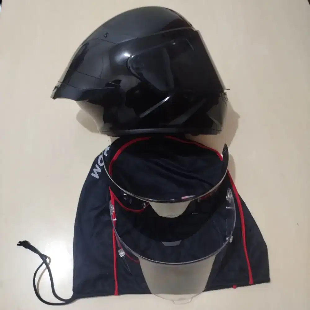 HELM MOTOR KYT TT COURSE TTC BLACK GLOSSY METALLIC 3 VISOR 1 SPOILER