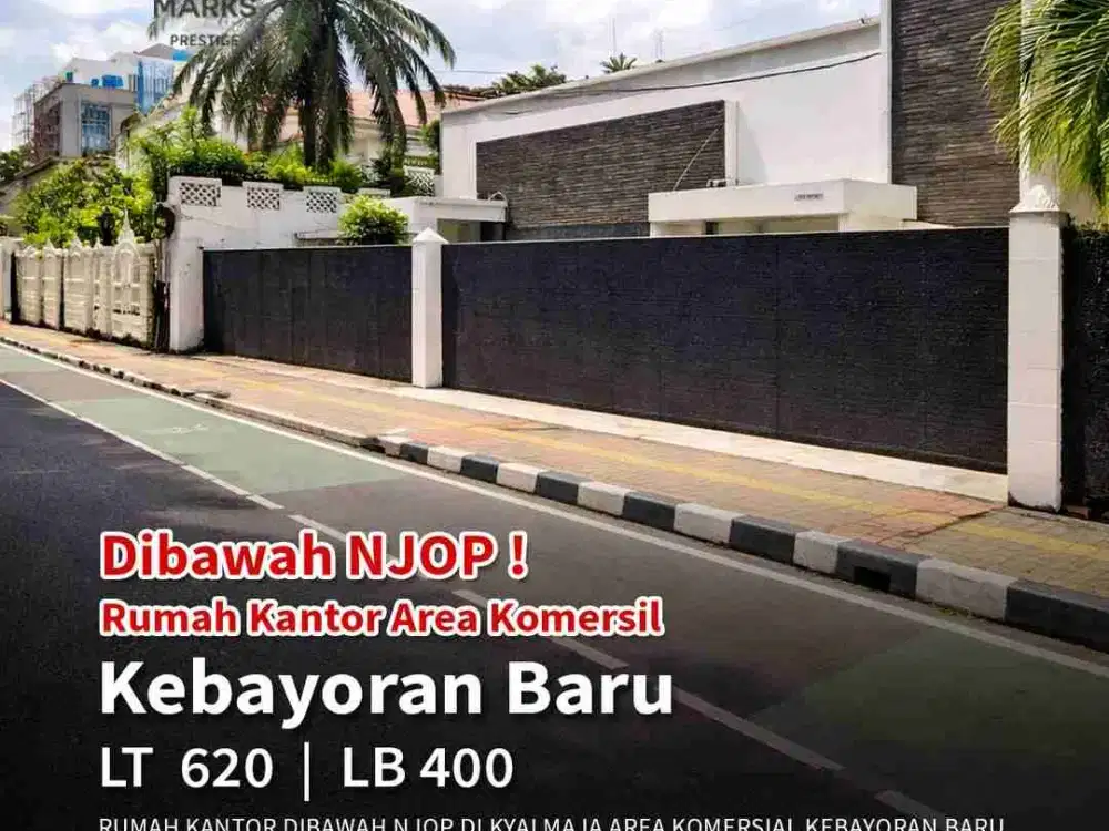DIJUAL – RUMAH KANTOR KYAI MAJA KEBAYORAN BARU

 Detail Properti:
• Sertifikat SHGB
• Luas Tanah 620 m²
• Lebar Depan 22 Meter
• Luas Bangunan ±400 m²
• Bangunan renovasi terakhir tahun 2015
• Bentuk Tanah Kotak

 Fasilitas:
• 8 Ruangan
• 3 Kamar Mandi
•