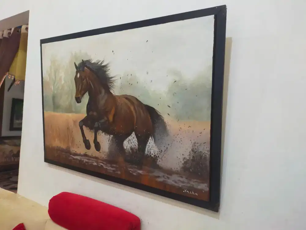 Lukisan kanvas kuda perkasa