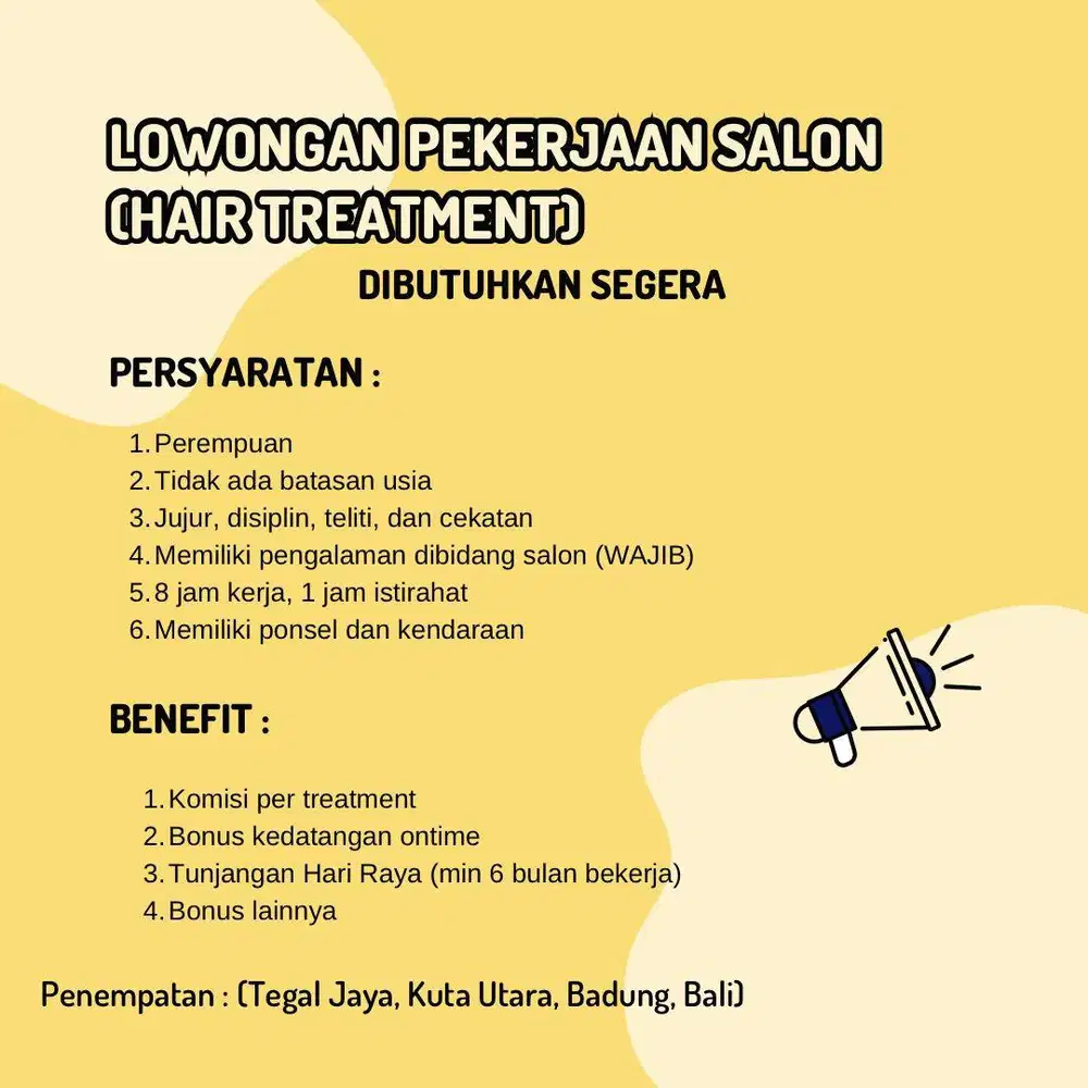 LOWONGAN STAFF SALON HAIR TREATMENT