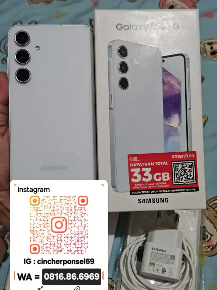 Jual hp bekas samsung A55 8/256 5g istimewa grns resmi free ADAPTOR