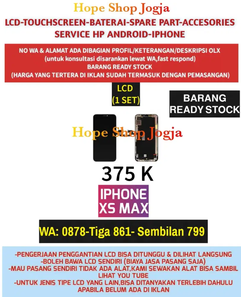 Service Iphone-Ganti Touchscreen/Baterai-LCD Iphone XS Max