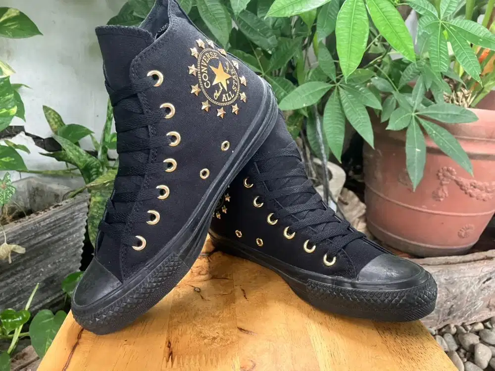 Converse CT All Star Hi Studs Black Gold (Side Zip)