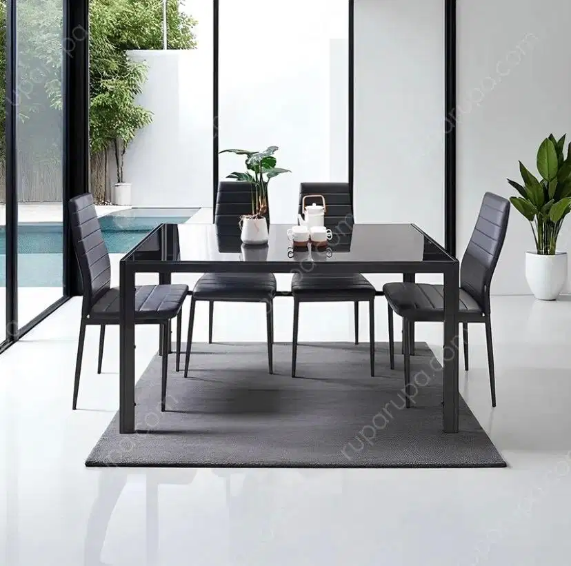 Informa Marven Beta Set Meja Makan 4 Kursi - Hitam