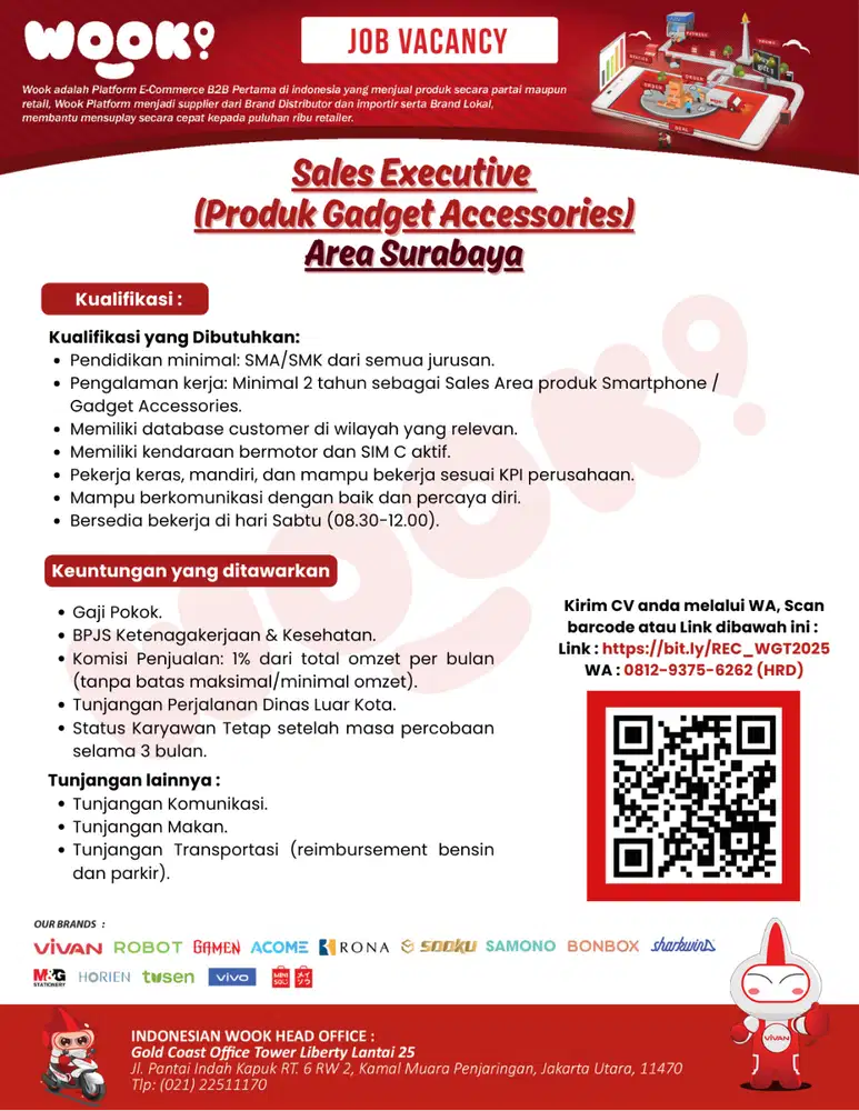 Lowongan Sales Executive Gadget Accessories (Area Surabaya)