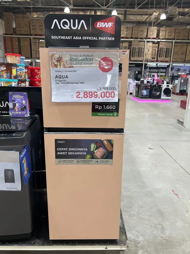Hanya Di lottecapital KREDIT KULKAS murah 2pintu AQUA 205L AQR265cbp