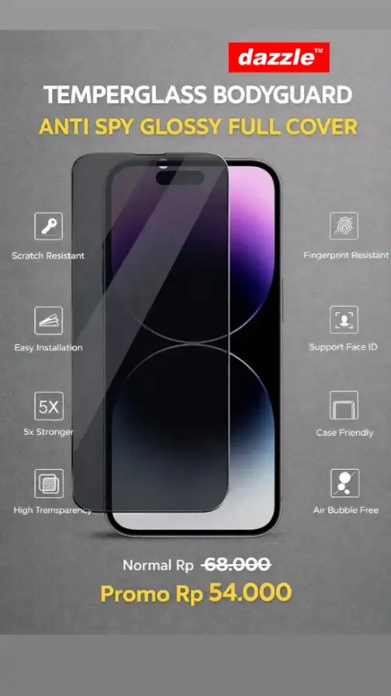 Temperglass Bodyguard Anti Spy Glossy