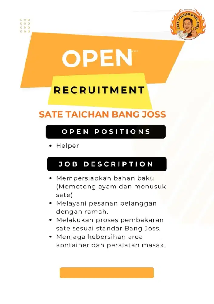 LOWONGAN KERJA Sate Taichan Bang Joss