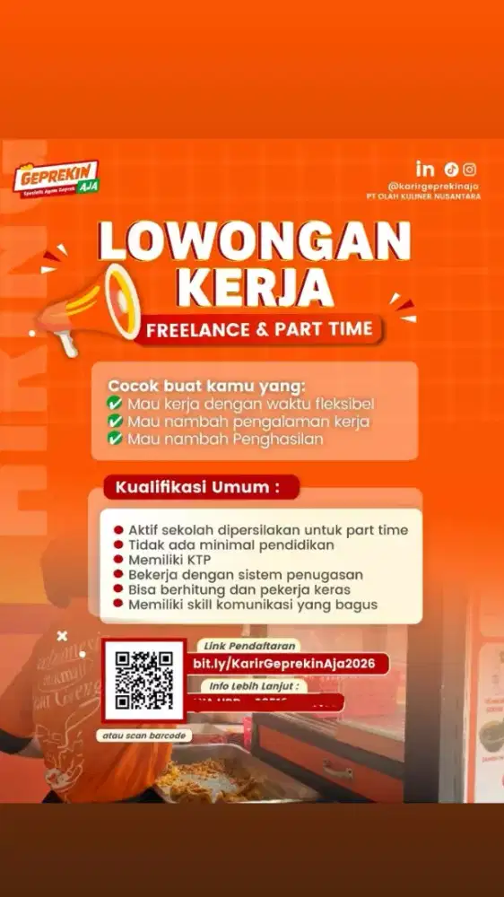 Dicari crew part time / freelance geprekin