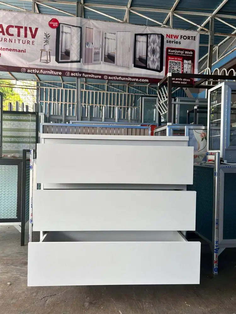 PROMO BUFFET/DRAWER SERBAGUNA 3 LACI PUTIH MINIMALIS SALE TERMURAH