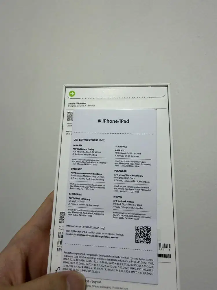 iPhone 17 Pro Max 256GB Silver Garansi iBox Resmi Segel Greenpeel