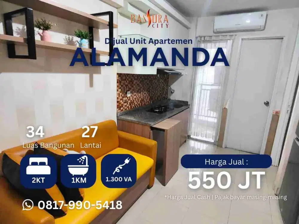 Jual 2BR Furnished atas mall apartemen Bassura City tower A