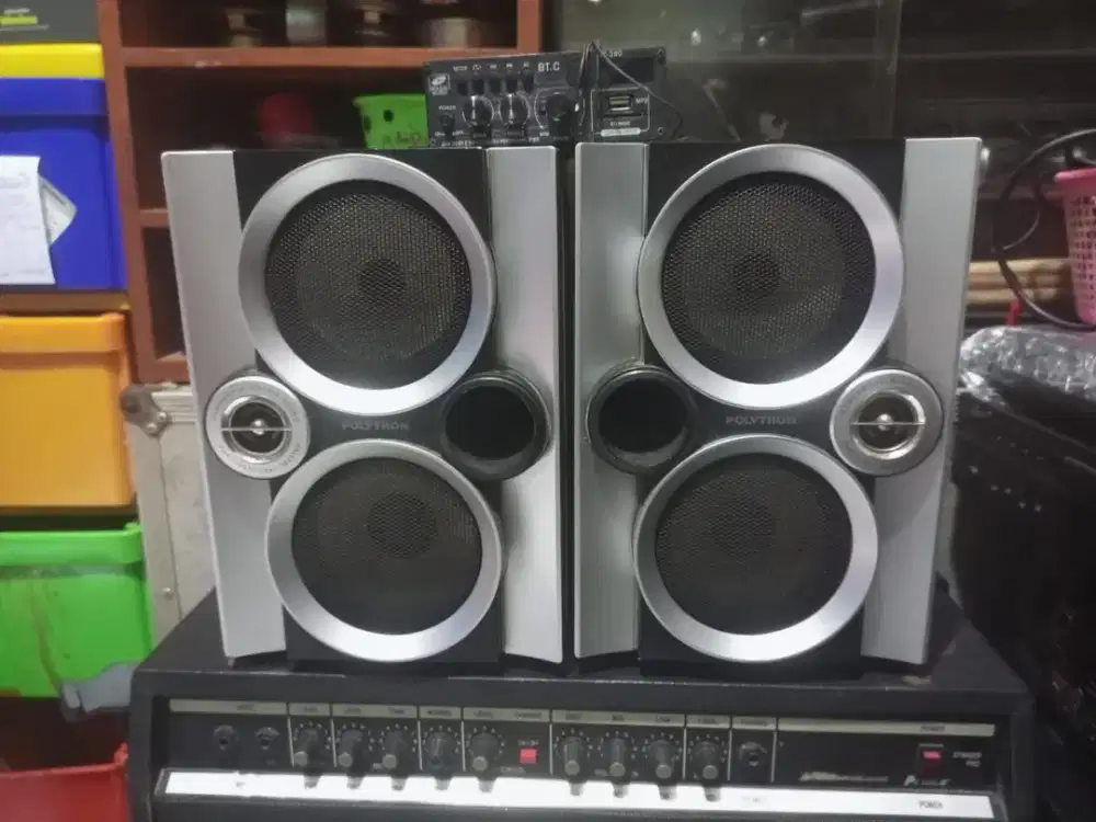 Ampli mini dan speaker polytron