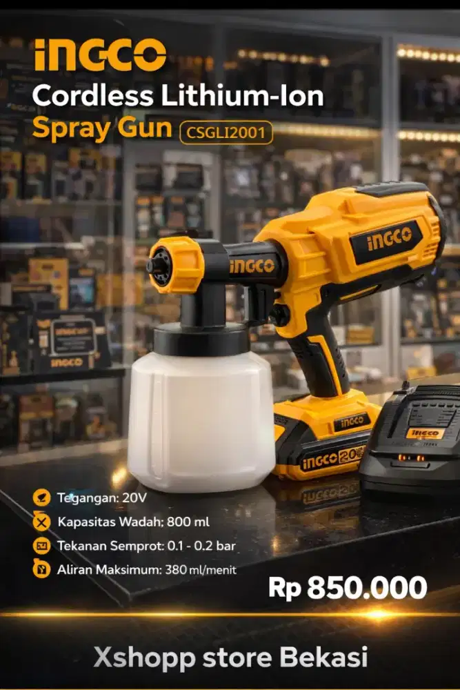 INGCO Cordless Lithium-Ion Spray Gun model CSGLI2001.