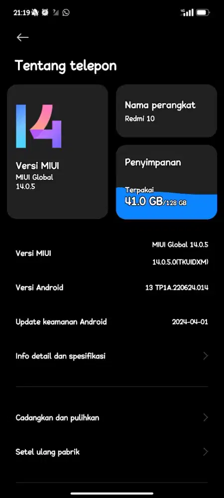 Xiaomi redmi 10 6+2/128 Fullset mulus no minus.