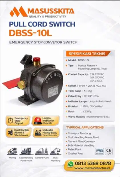Jual Pull Cord Switch DBSS-10L - Emergency Stop Conveyor Industrial