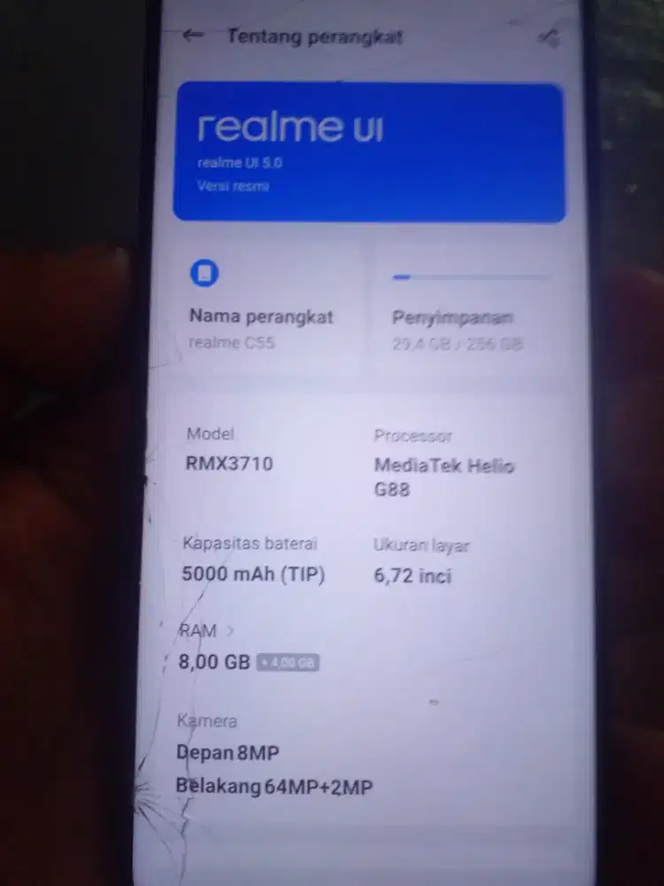 Realme c55 8/256 GB retak halus