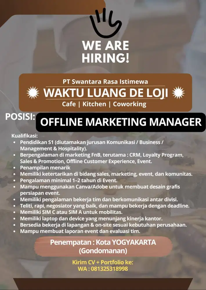 We're Hearing for MARKETING MANAGER