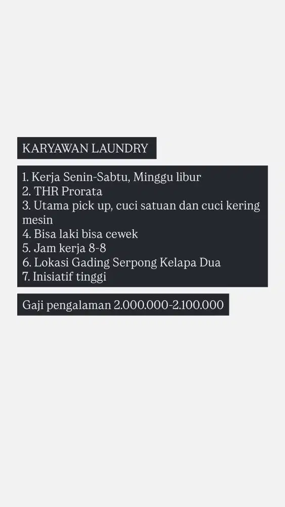 KARYAWAN LAUNDRY PICK UP