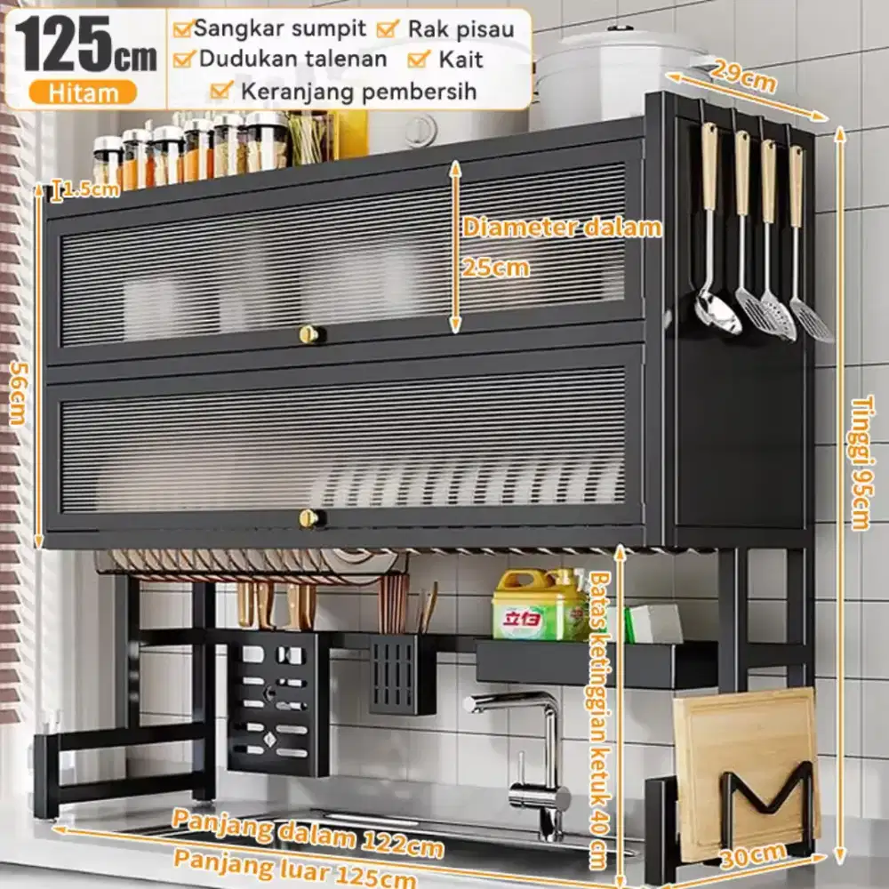 Rak piring wastafel 2 susun stainless steel