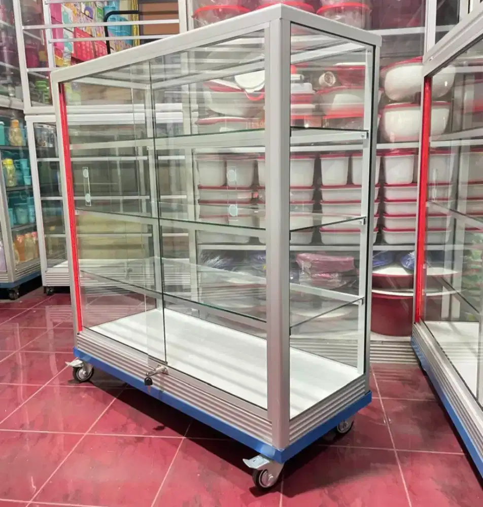 Etalase 1Mx1M Pakai RODA BESAR + KUNCI Kondisi Barang Baru & Ready