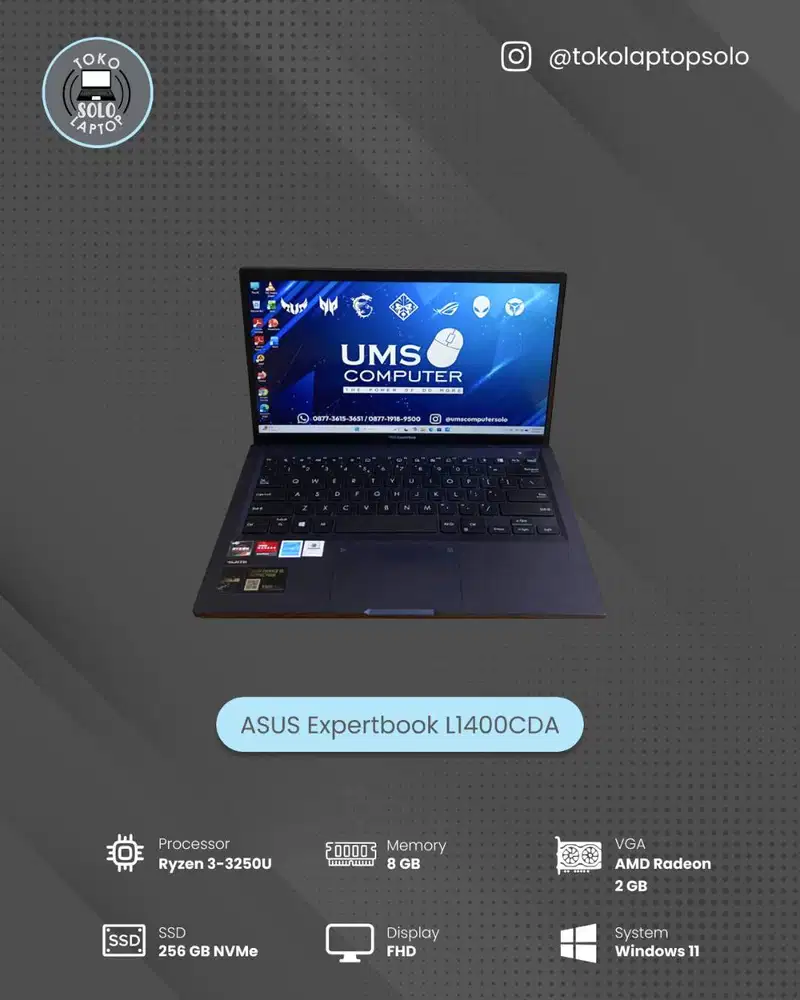 ASUS EXPERTBOOK L1400CDA RYZEN 3 3250U Ram 8GB SSD 256GB FHD