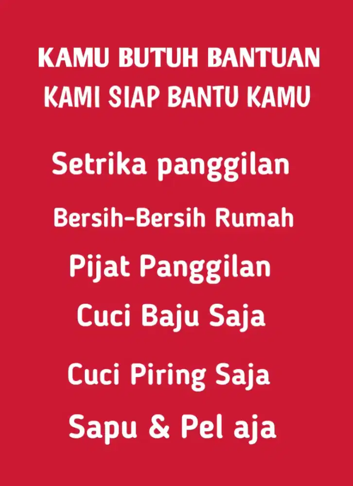 Yang butuh pembantu pria chat