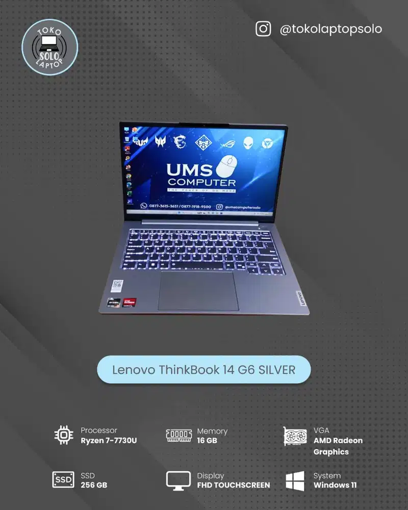 LENOVO THINKBOOK 14 G6 RYZEN 7 7730U Ram 16GB SSD 256GB FHD TOUCH