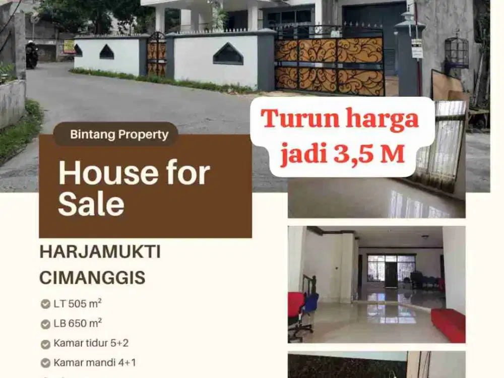 Rumah Mewah pinggir jalan raya Harjamukti Cibubur, JUAL CEPAT MURAH, BU!!