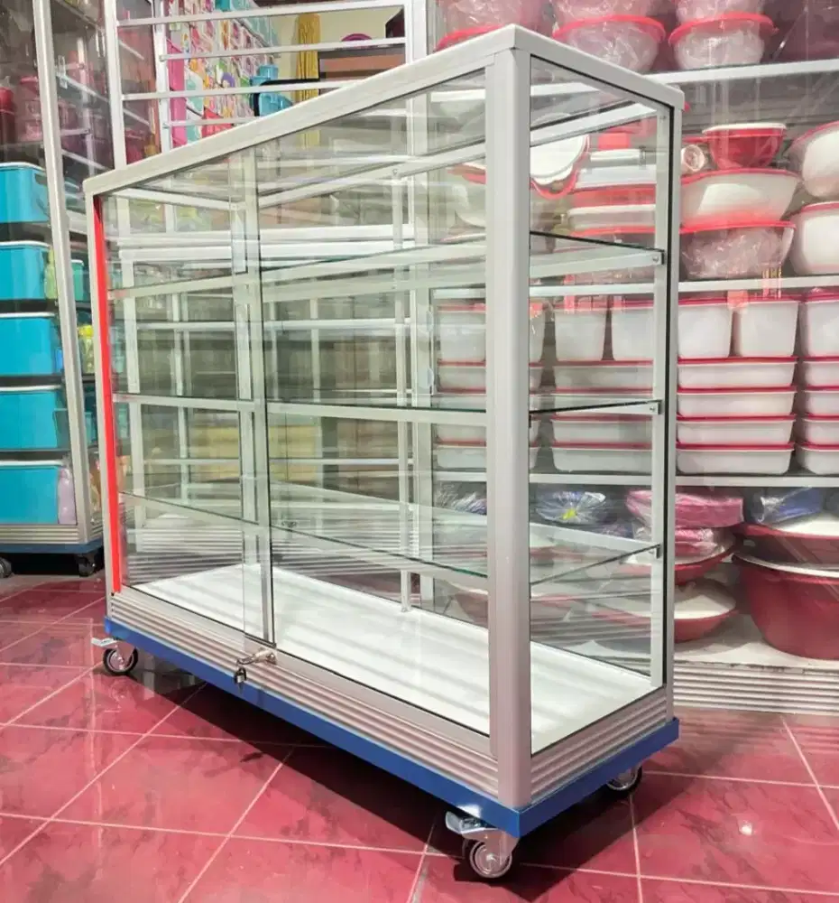 ETALASE BARU PANJANG 1,2MX1M || PAKAI RODA & KUNCI