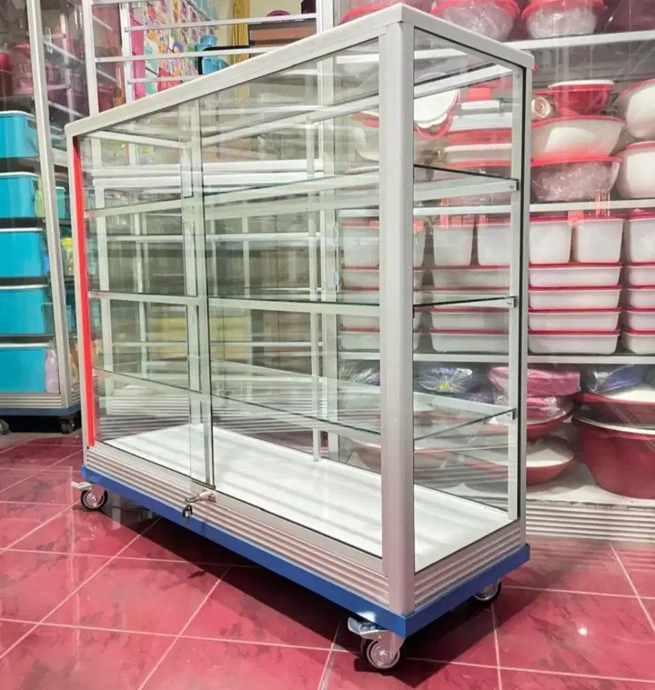 ETALASE PANJANG 1,2M SERBAGUNA || PAKAI RODA & KUNCI