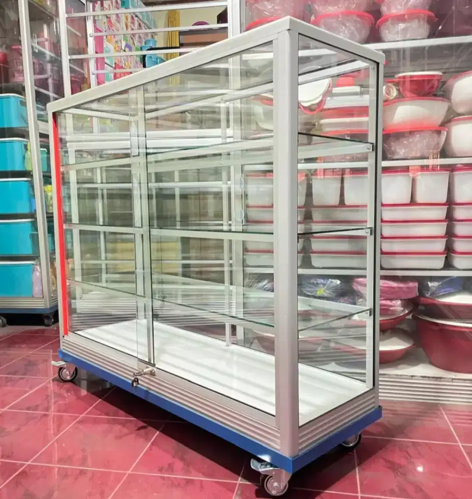 ETALASE 1,2MX1M HARGA TERJANGKAU || PAKE RODA & KUNCI