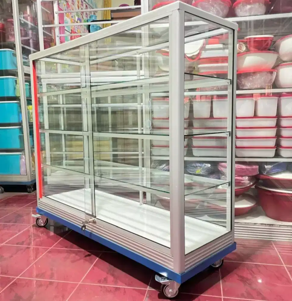 Etalase Buat Usaha Panjang 1,2 Meter || PAKAI RODA & KUNCI