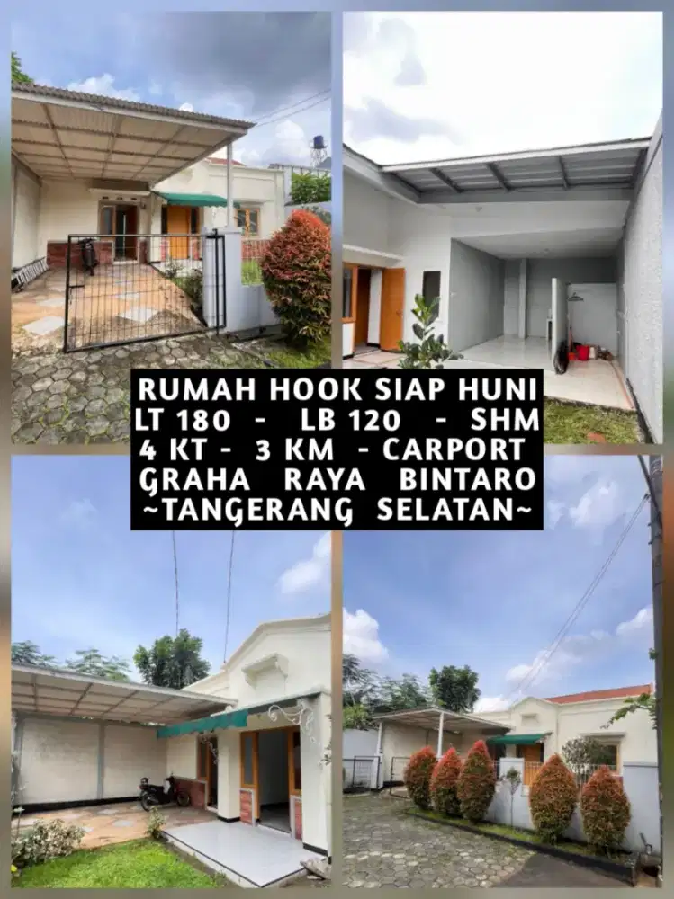 RUMAH HOOK SIAP HUNI PERUMAHAN GRAHA RAYA BINTARO TANGERANG SELATAN