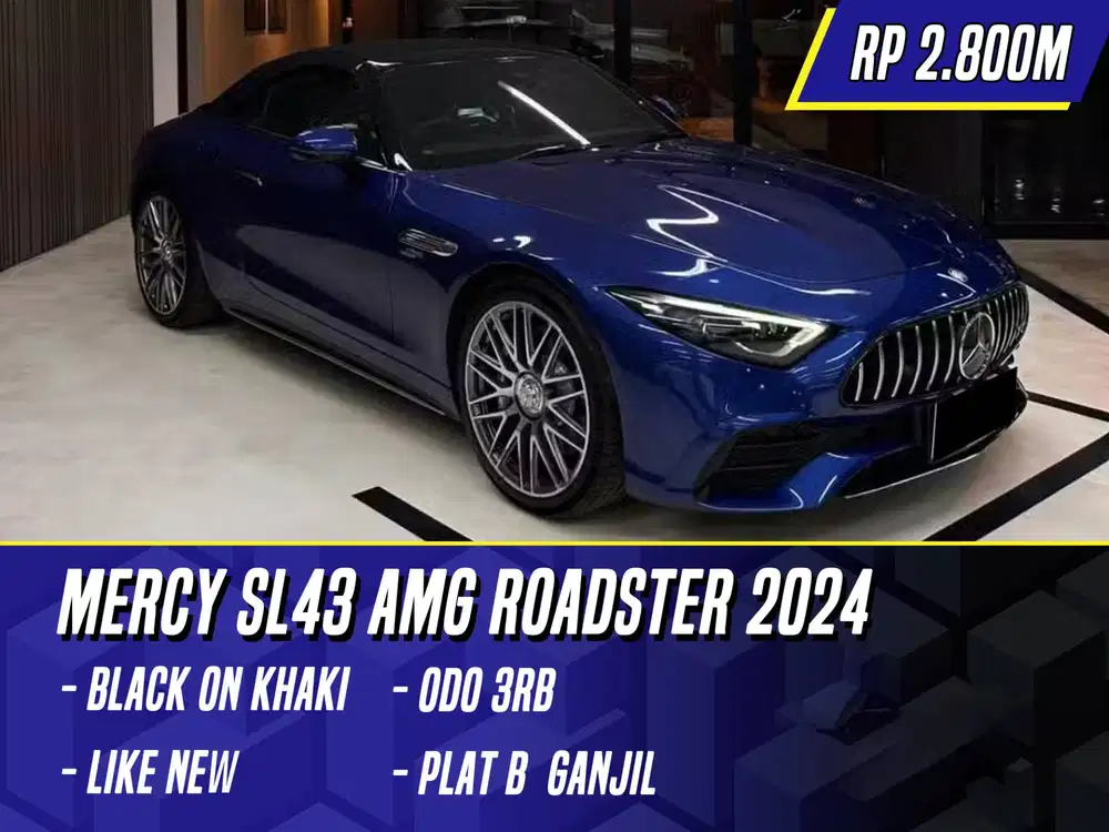 Mercedes Benz SL43 AMG Roadster 2024 NIK 2023 Blue on Khaki Biru Mercy