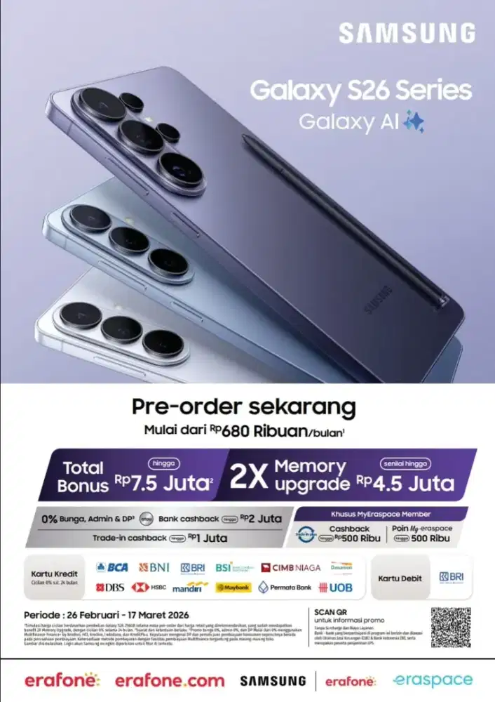 The last pre-order galaxy S26 series yuk mumpung promonya bagus