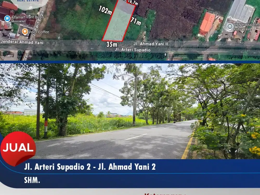 Tanah Tepi Jalan Arteri Supadio, Kubu Raya
