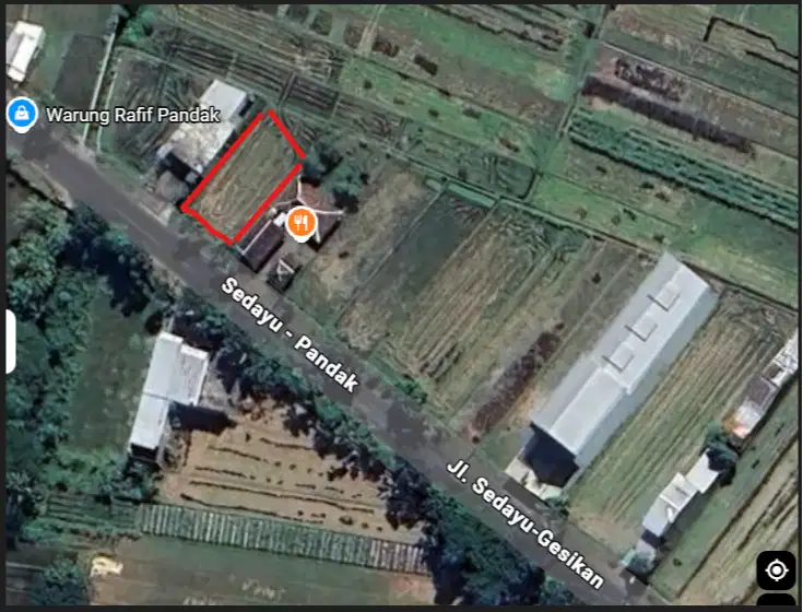 Tanah sawah, tepi jalan besar, lebar depan +/- 15m, dekat RS UII