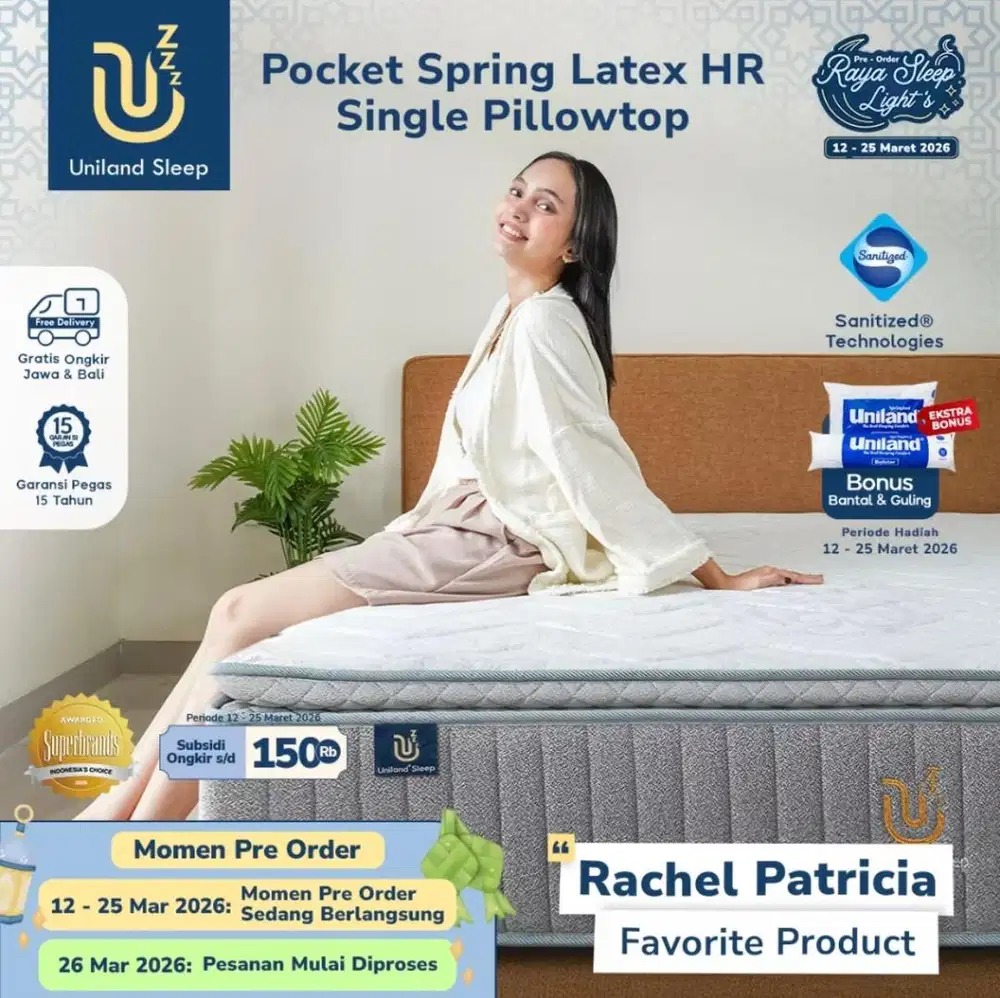 Preloved Kasur Uniland Sleep pocket Latex HR 160x200