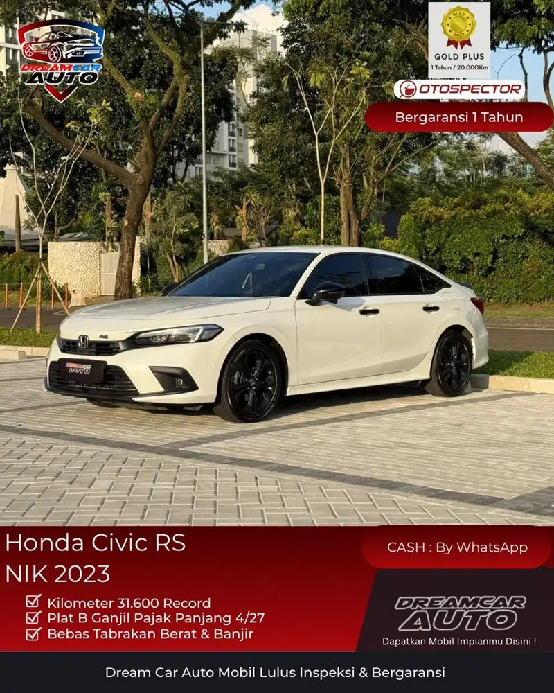 [ KM 31.600 ] Honda Civic RS Sedan NIK 2023 Putih