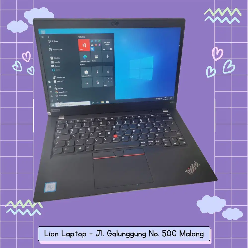 RAM 16GB SSD 256GB Core i5 Gen 8 Slim Lenovo Thinkpad X390 [17|03]