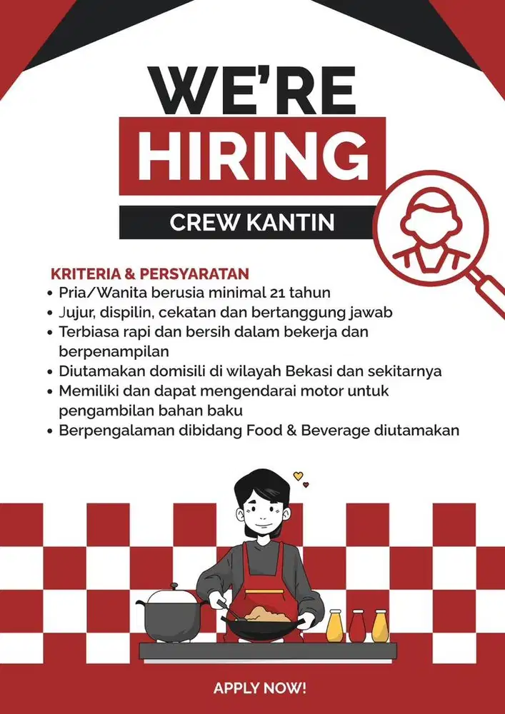 We're Hiring Crew Kantin