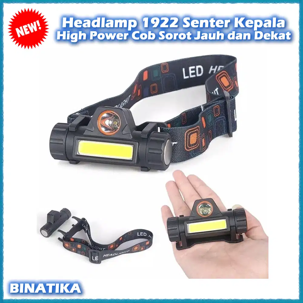 Headlamp 1922 Senter Kepala High Power Cob Sorot Jauh dan Dekat