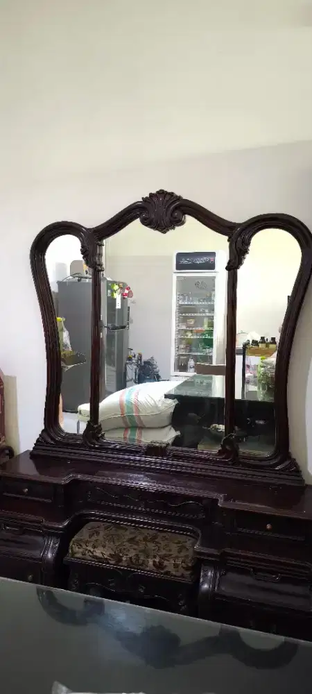 Meja Rias & Lemari 4 Pintu Jati Asli